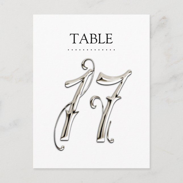 Any Colour Table Numbers Fancy Silver Postcard (Front)