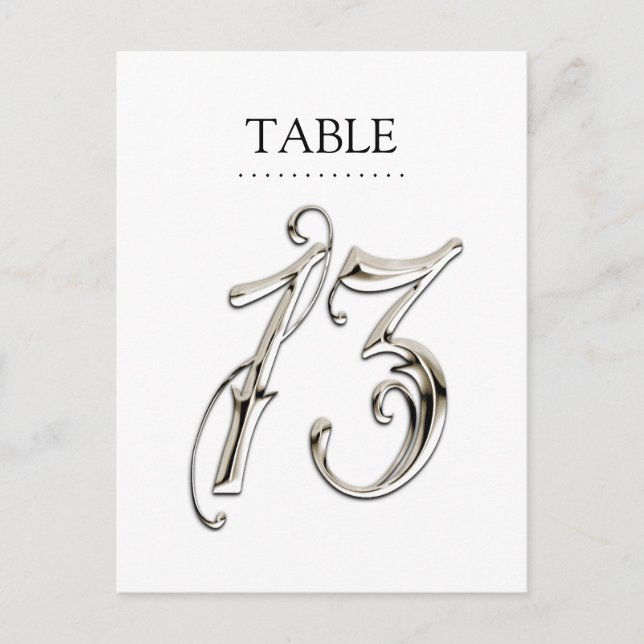 Any Colour Table Numbers Fancy Silver Postcard (Front)