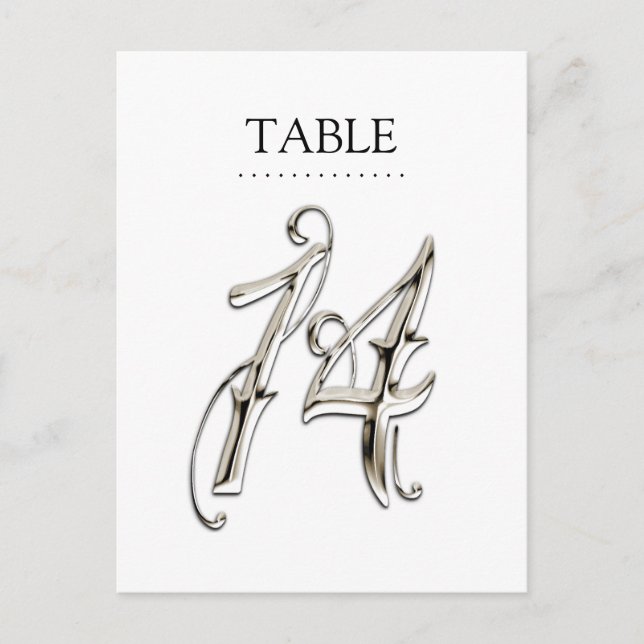 Any Colour Table Numbers Fancy Silver Postcard (Front)