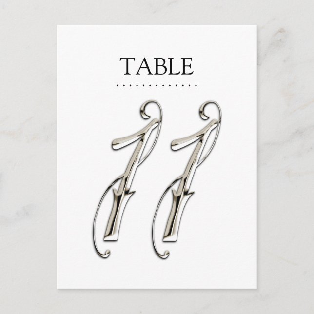 Any Colour Table Numbers Fancy Silver Postcard (Front)