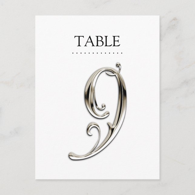 Any Colour Table Numbers Fancy Silver Postcard (Front)