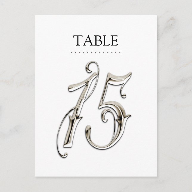 Any Colour Table Numbers Fancy Silver Postcard (Front)