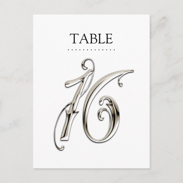 Any Colour Table Numbers Fancy Silver Postcard (Front)