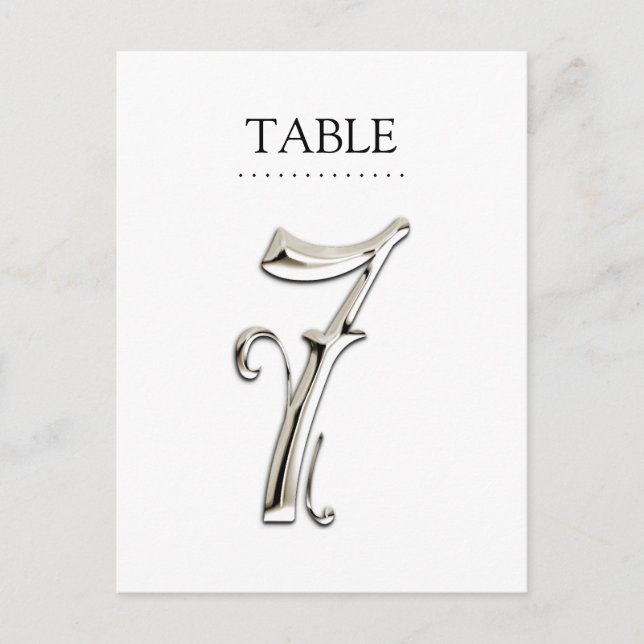Any Colour Table Numbers Fancy Silver Postcard (Front)