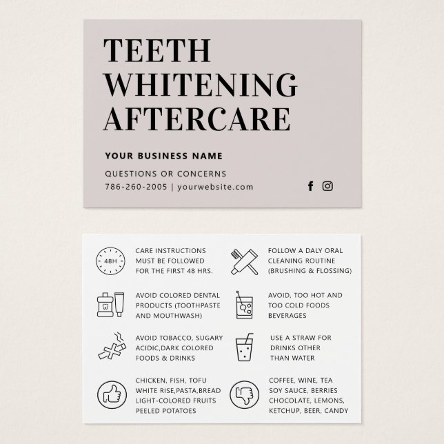 Any Colour Teeth Whitening Aftercare Instructions  (Front & Back)