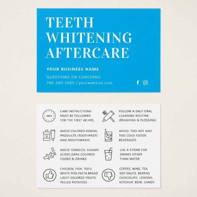 Any Colour Teeth Whitening Aftercare Instructions  (Front & Back)