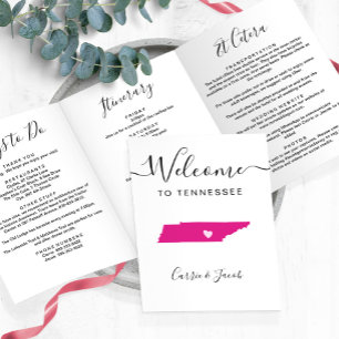 Any Colour Tennessee Wedding Welcome Itinerary Tri-Fold Programme