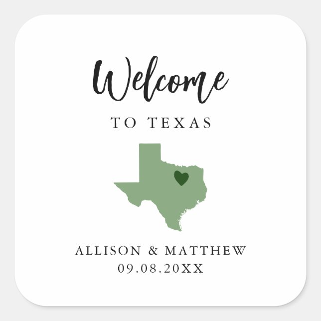 Any Colour Texas Wedding Welcome Bag  Square Sticker (Front)