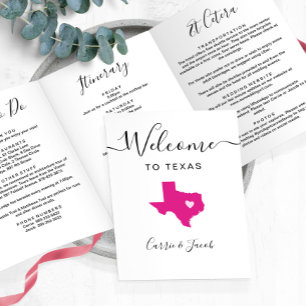 Any Colour Texas Wedding Welcome Itinerary Tri-Fold Programme