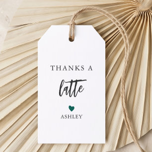Any Colour Thanks a Latte Tags, Coffee Thank You Gift Tags