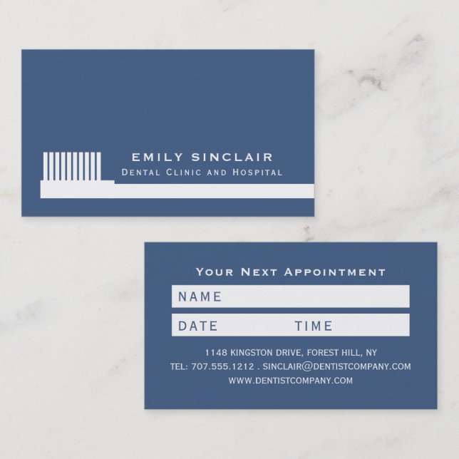 Any Colour Toothbrush, Dentist Appointment Business Card (Front/Back)