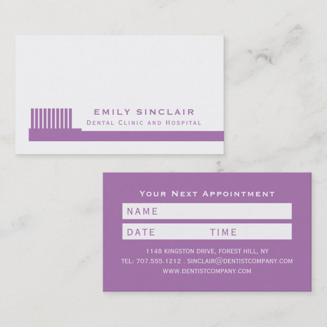 Any Colour Toothbrush, Dentist Appointment Business Card (Front/Back)