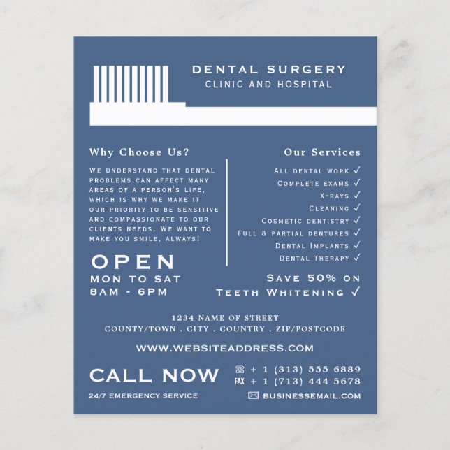 Any Colour Toothbrush, Dentistry, Dentist Advert Flyer (Front)