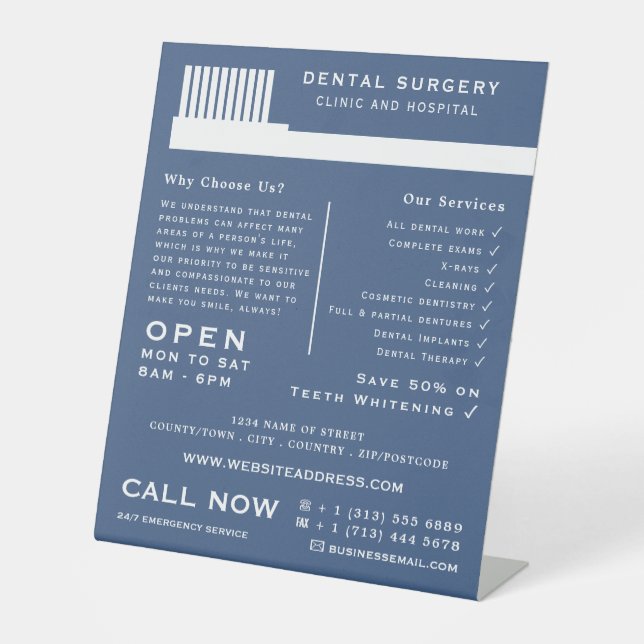 Any Colour Toothbrush, Dentistry, Dentist Advert Pedestal Sign (Front)