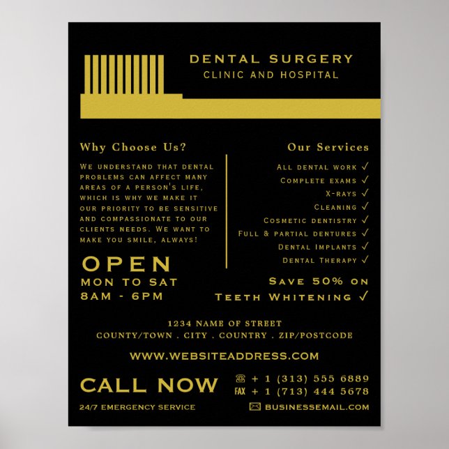 Any Colour Toothbrush, Dentistry, Dentist Advert Poster (Front)