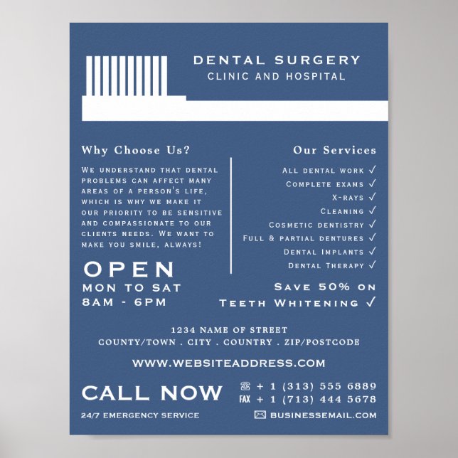 Any Colour Toothbrush, Dentistry, Dentist Advert Poster (Front)