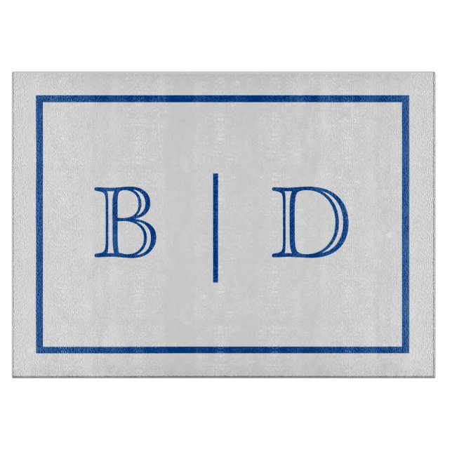 Any Colour- Two Letter Monogram Glass Cutting Boar Board (Front)