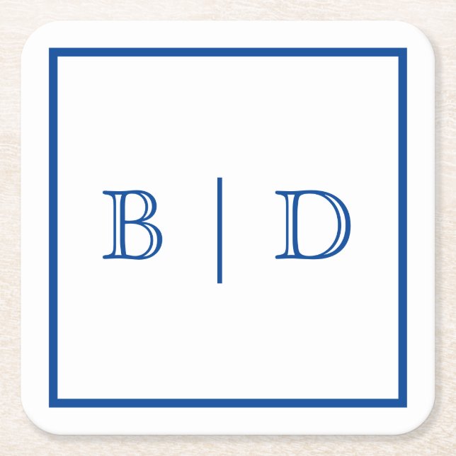 Any Colour - Two Letter Monogram Paper Coasters (Front)