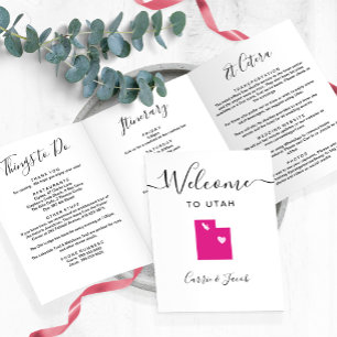 Any Colour Utah Wedding Welcome Itinerary & Letter Tri-Fold Programme
