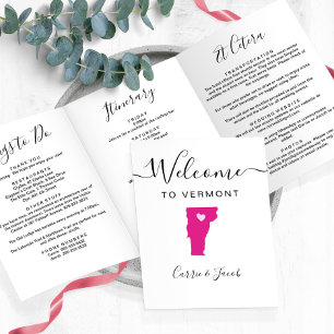 Any Colour Vermont Map Wedding Welcome Itinerary Tri-Fold Programme
