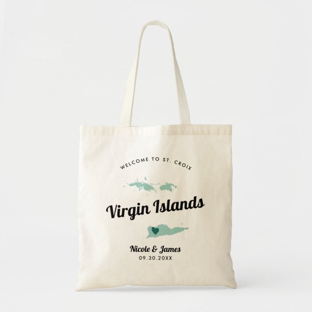 Any Colour Virgin Islands Wedding Welcome Bag, Tote Bag (Front)