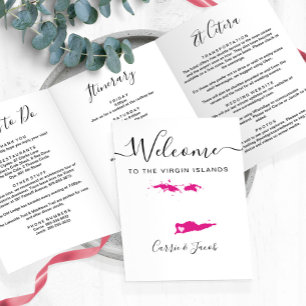 Any Colour Virgin Islands Wedding Welcome Itinerar Tri-Fold Programme
