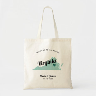 Any Colour Virginia Map Wedding Welcome Bag, Tote Bag