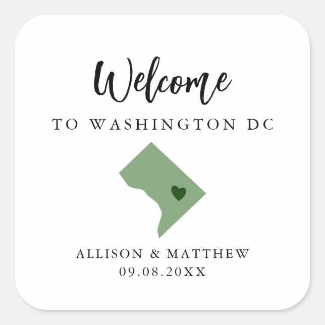 Any Colour Washington DC Wedding Welcome Bag Square Sticker (Front)