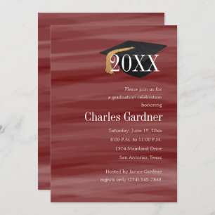 Any Colour Watercolor Wash with Graduation Cap Invitation