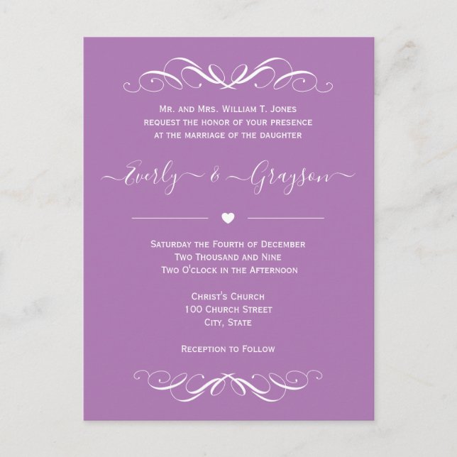 Any Colour Wedding  Invitation Postcard (Front)