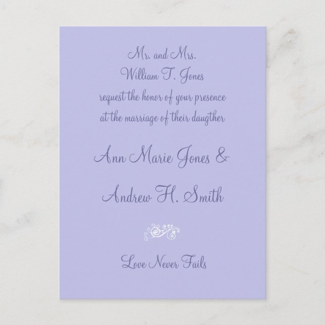 Any Colour Wedding Periwinkle Blue Invitation (Front)