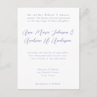 Any Colour Wedding Periwinkle Blue Invitation Postcard