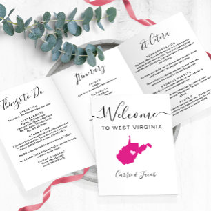 Any Colour West Virginia Wedding Welcome Itinerary Tri-Fold Programme