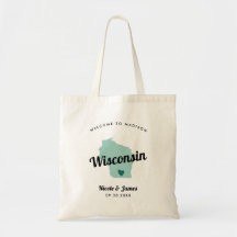 Any Colour Wisconsin Map Wedding Welcome Bag Tote,