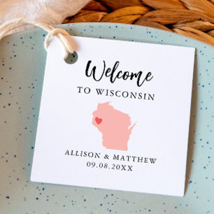 Any Colour Wisconsin State Wedding Welcome Bag Favour Tags