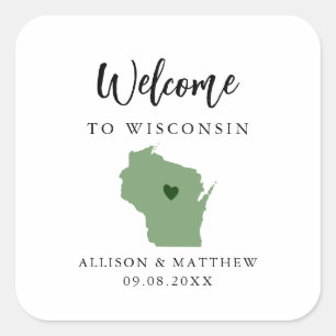 Any Colour Wisconsin State Wedding Welcome Bag Square Sticker