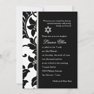 Any Colour with Black Damask Bat Mitzvah Invitation