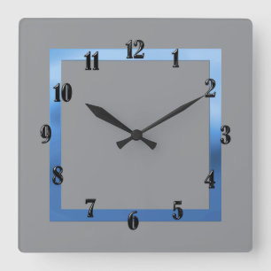 Any Colour with Blue Border Square Wall Clock