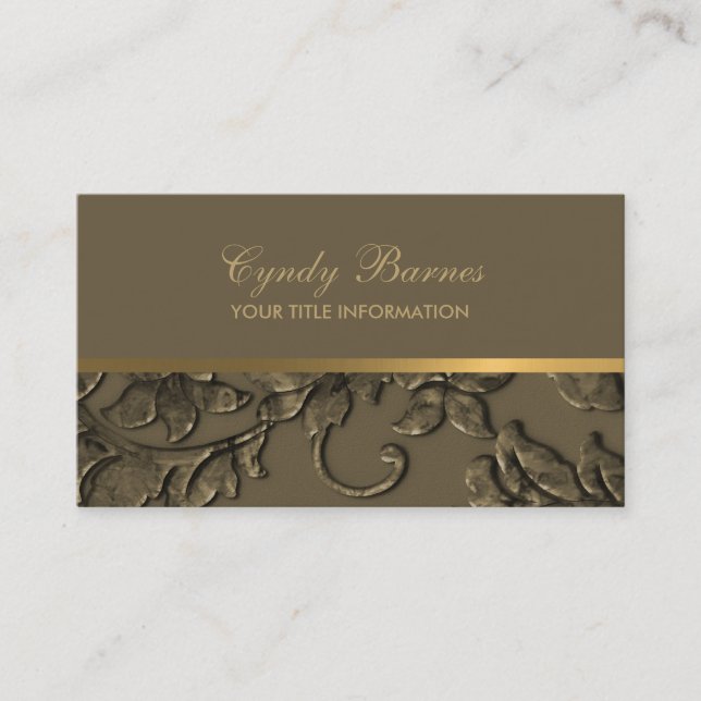 Any Colour with Bronze Damask Business Card (Front)