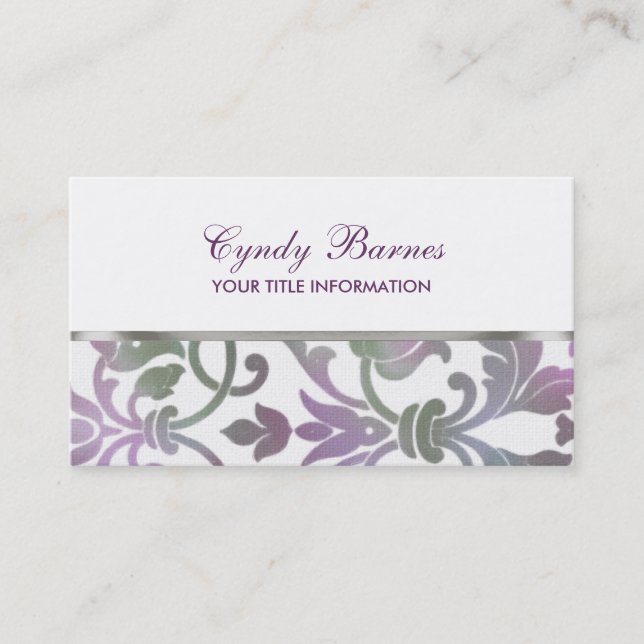 Any Colour with Colourful Damask Business Card (Front)