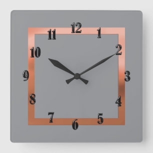 Any Colour with Copper Border Square Wall Clock