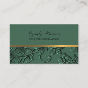 Any Colour with Green Damask Business Card