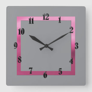 Any Colour with Pink Border Square Wall Clock
