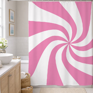Any Colour with White Peppermint Swirl Tree Skirt Shower Curtain