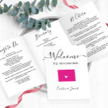Any Colour Wyoming Map Wedding Welcome Itinerary Tri-Fold Programme<br><div class="desc">Welcome guests to your wedding with this tri-fold card. There is plenty of room to include your itinerary, restaurant suggestions, things to do, and contact info. There is space for a photo on the back of the card. All text may be customised, including the heading. You may edit the colours...</div>