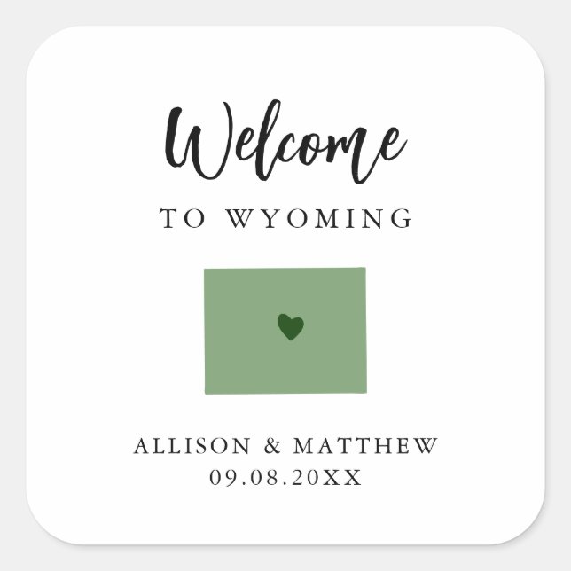 Any Colour Wyoming State Wedding Welcome Bag Square Sticker (Front)
