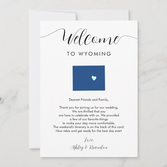 Any Colour Wyoming Wedding Welcome Itinerary (Front)