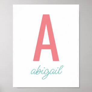 Any Colours Initial Name Poster Print Wall Decor