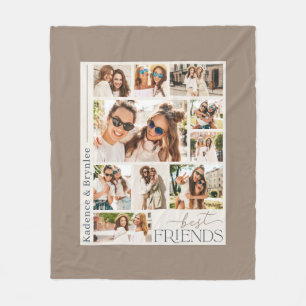 Any Colours Modern 10 Photo Collage Best Friends  Fleece Blanket