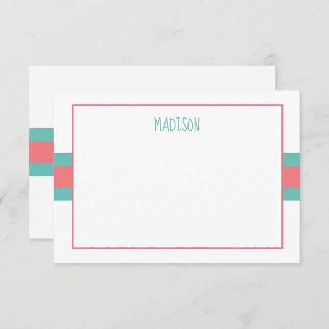 Any Colours Ribbon Stripes Personalised Note Cards (Front/Back)